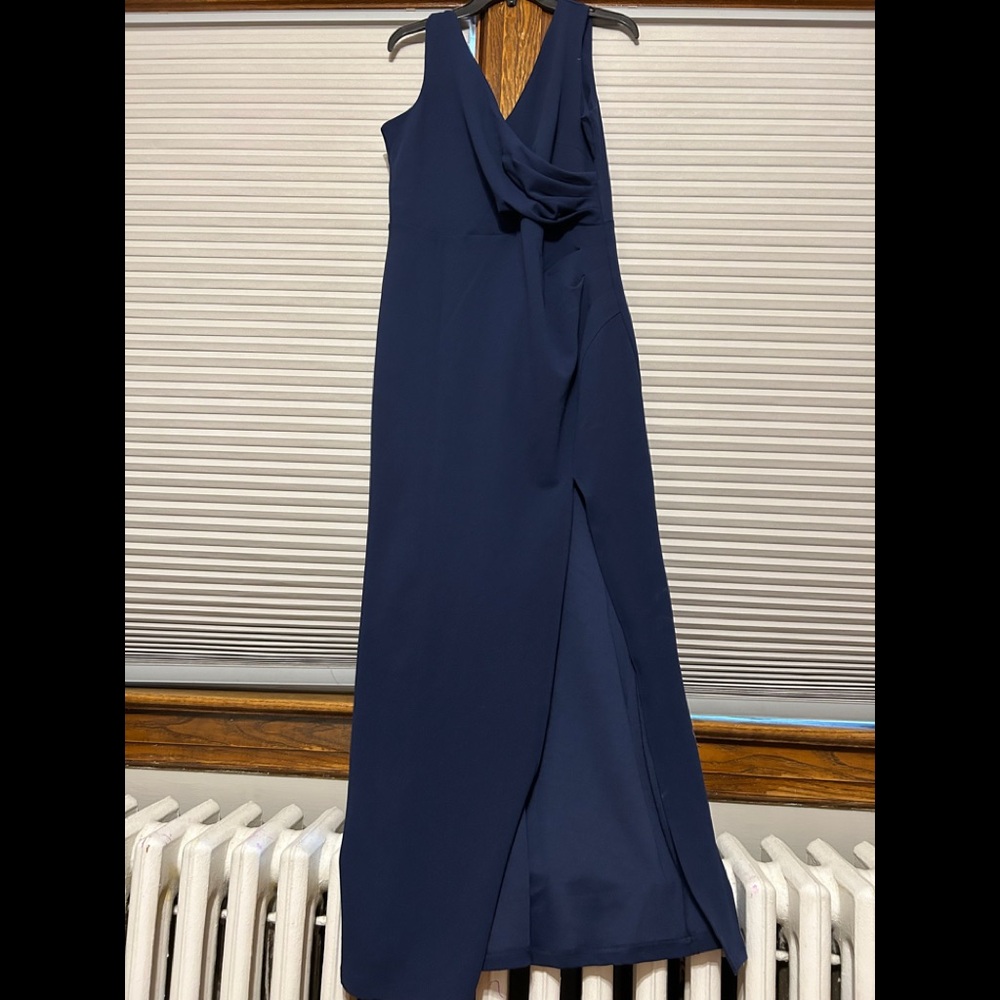 sleeveless V neck, split, evening cocktail dress